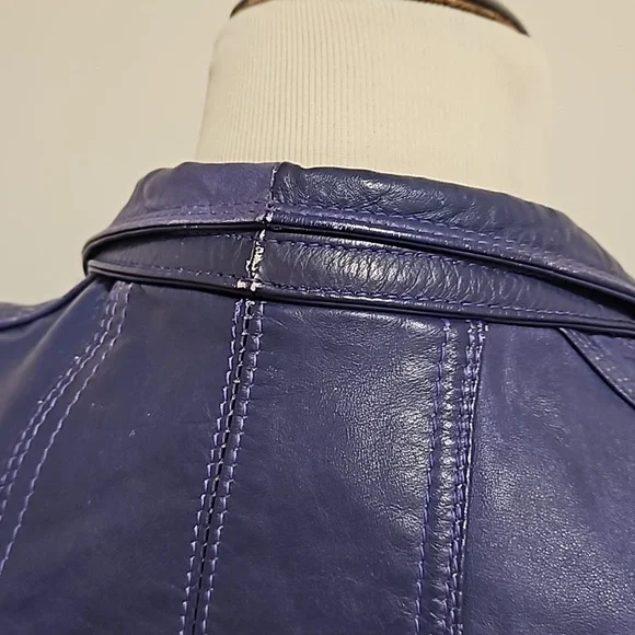 WILSON'S LEATHER Purple bomber biker moto jacket pockets lined  great color! - Picture 9 of 16